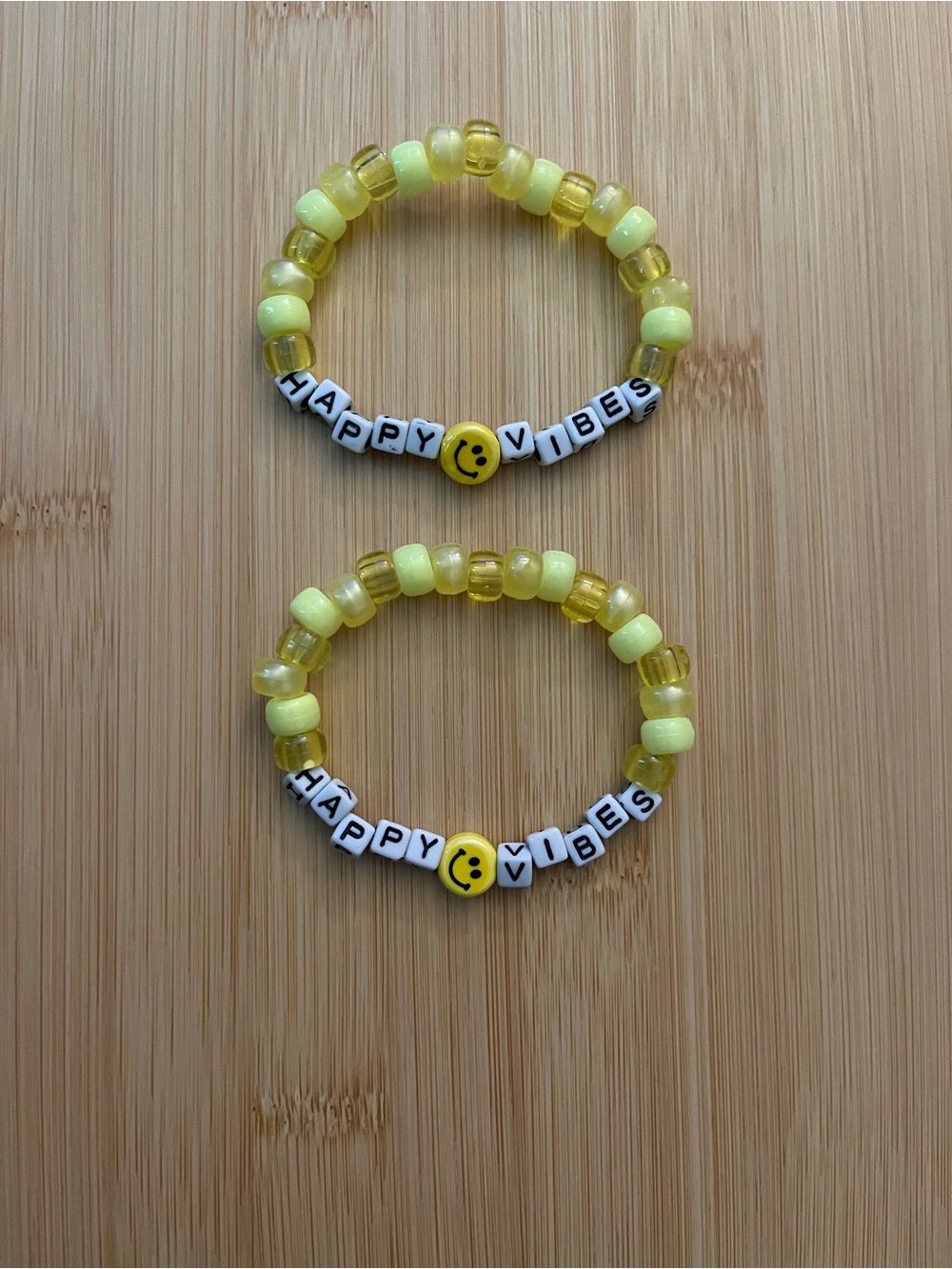 Pony Bead "Happy Vibes" Yellow Beaded Bracelet